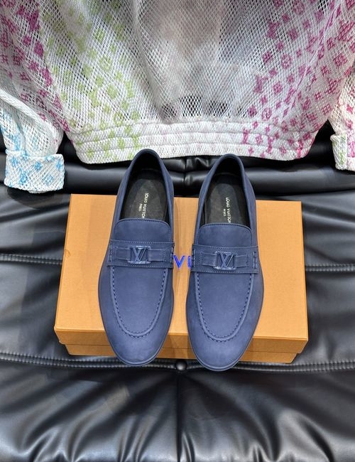 Louis Vuitton LV Estate Suede Leather Loafers With Letter Accent