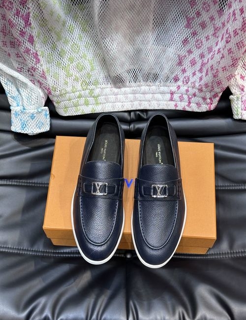 Louis Vuitton LV Estate Suede Leather Loafers With Letter Accent