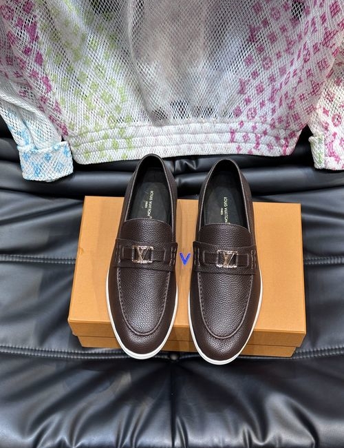 Louis Vuitton LV Estate Suede Leather Loafers With Letter Accent