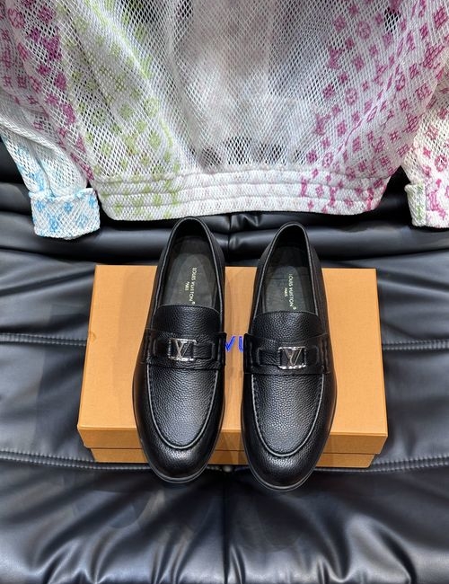 Louis Vuitton LV Estate Suede Leather Loafers With Letter Accent