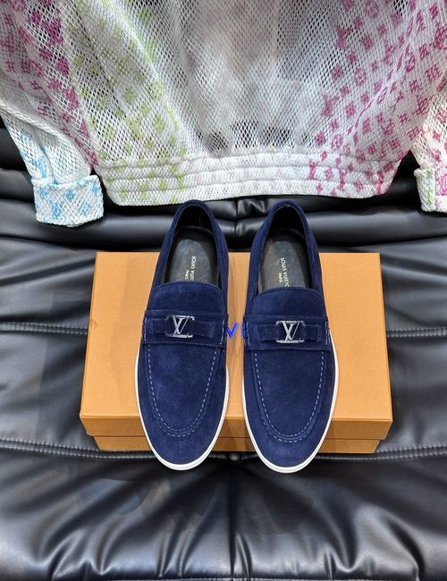 Louis Vuitton LV Estate Suede Leather Loafers With Letter Accent