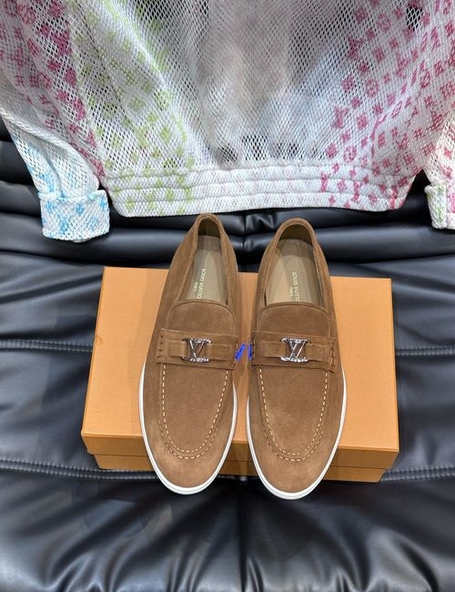 Louis Vuitton LV Estate Suede Leather Loafers With Letter Accent