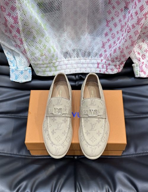 Louis Vuitton LV Estate Denim Canvas Loafers With Letter Accent