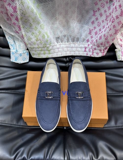 Louis Vuitton LV Estate Suede Leather Loafers With Letter Accent