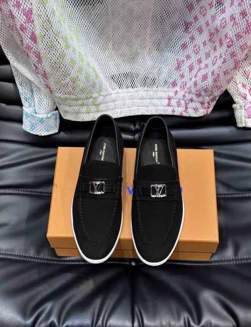 Louis Vuitton LV Estate Suede Leather Loafers With Letter Accent