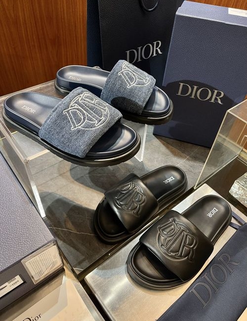 Christian Dior CD Aqua Slides Oblique Print Non-slip Footwear