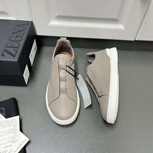 Zegna Secondskin Triple Stitch Light Sneakers In Gray