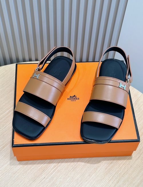 Hermes Calfskin Sandals With H Plated Buckle
