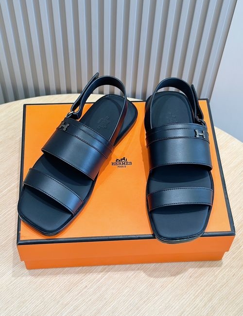 Hermes Calfskin Sandals With H Plated Buckle