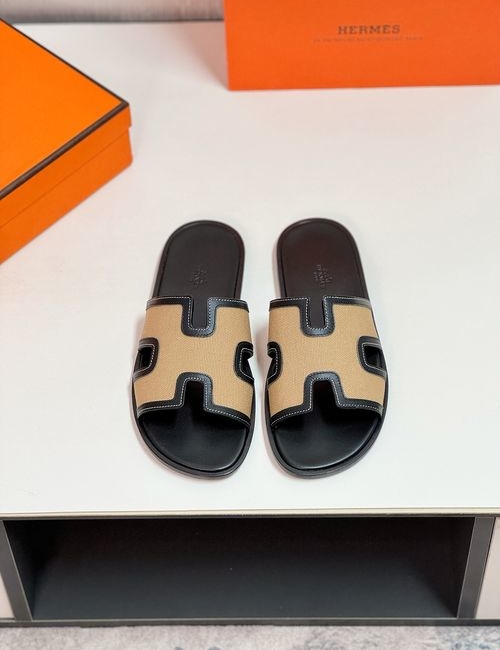 Hermes H Slides With Leather Upper Leather Sole
