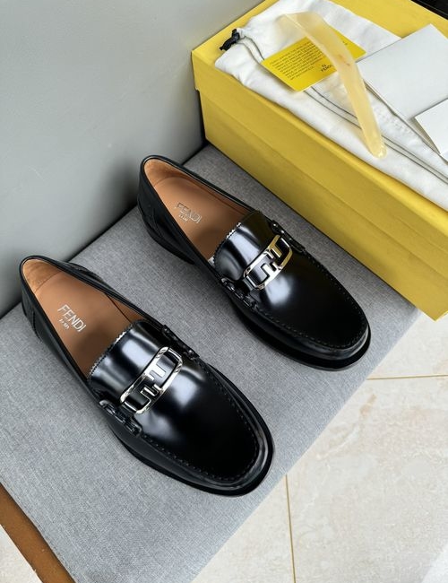 Fendi Embossed Cowhide Casual Leather Shoes