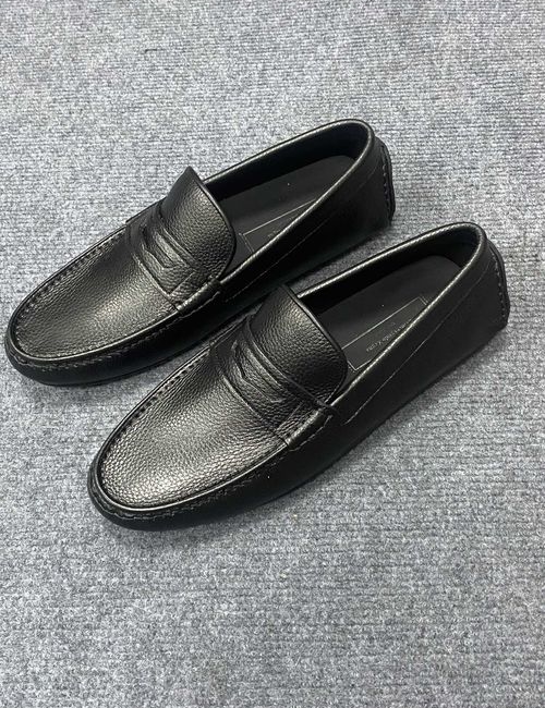 Zegna Litchi Grain Leather Driving Loafers