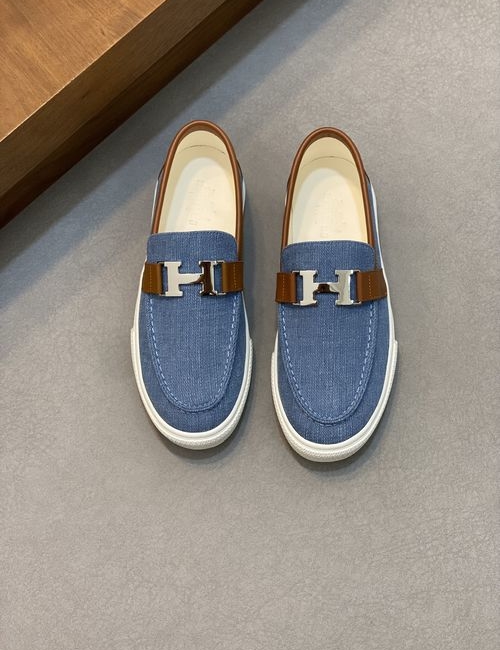 Hermes Nappa Leather Canvas Casual Shoes
