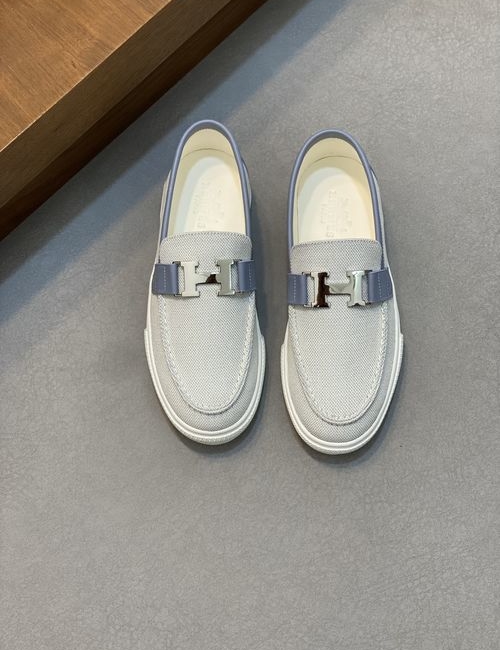 Hermes Nappa Leather Canvas Casual Shoes