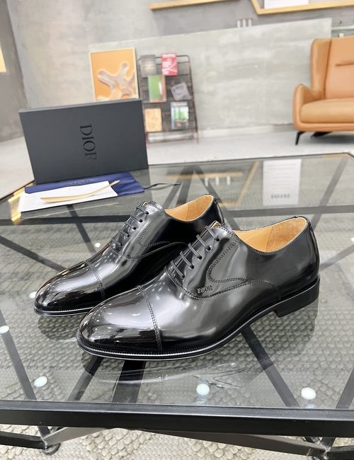 Christian Dior CD Embossed Cowhide Leather Dress Shoes
