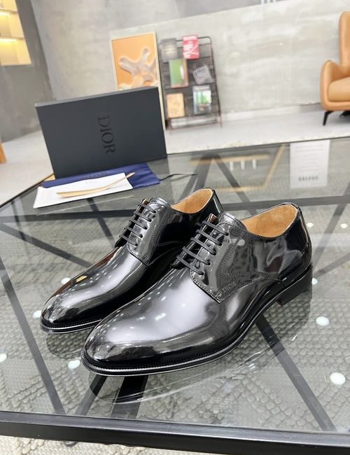 Christian Dior CD Embossed Cowhide Leather Dress Shoes