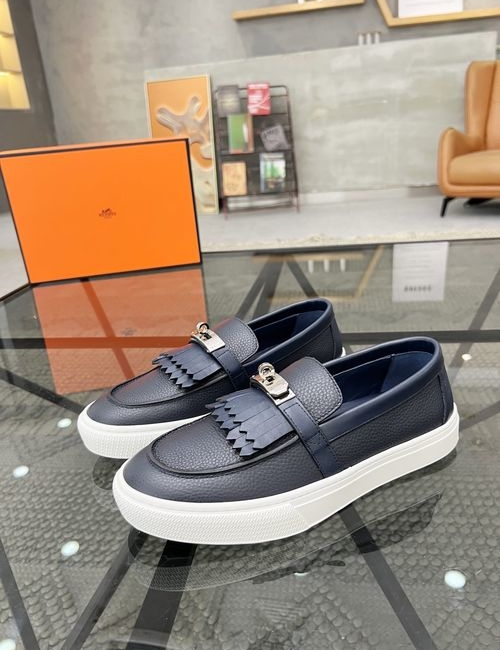 Hermes Slip-On Casual Leather Shoes