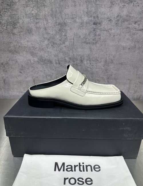 Martine Rose Square-toe Leather Loafer Slides With Chain