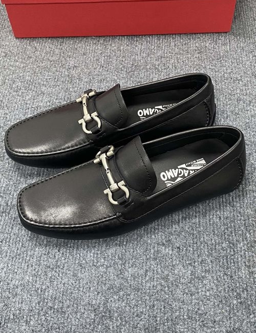 Ferragamo Calfskin Casual Loafers Original Sole Leather Lining