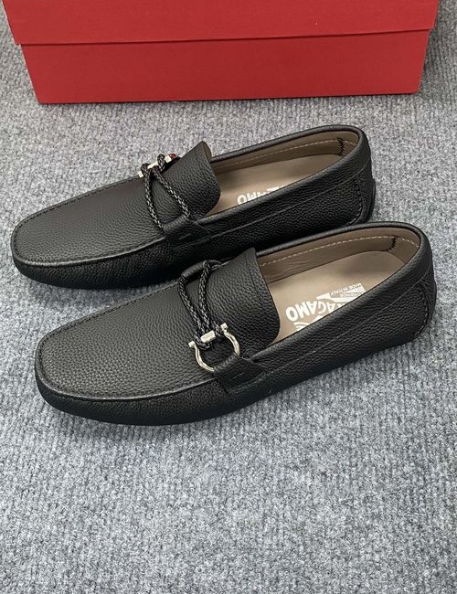 Ferragamo Calfskin Casual Loafers Original Sole Leather Lining