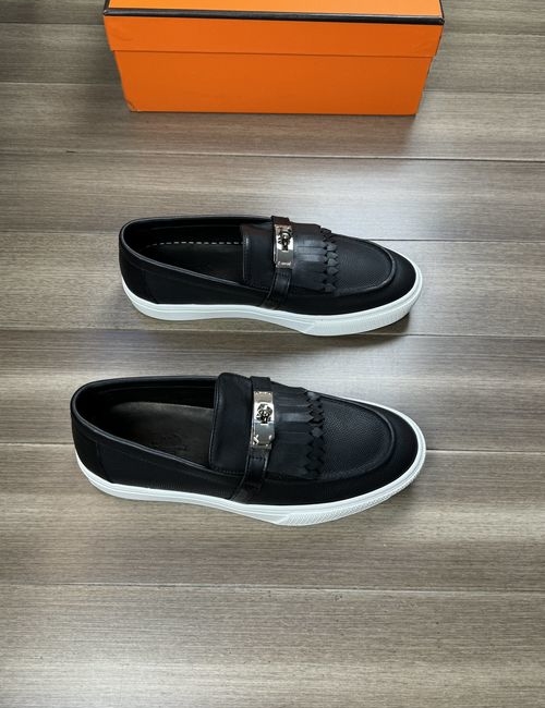 Hermes Stone Pattern Cowhide Suede Shoes