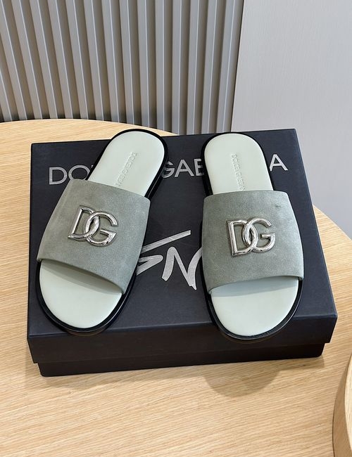 Dolce & Gabbana DG Logo Embossed Cowhide Slides