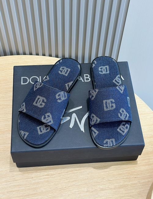 Dolce & Gabbana DG Logo Embossed Cowhide Slides
