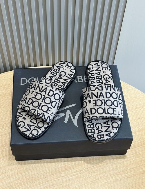Dolce & Gabbana DG Logo Embossed Cowhide Slides