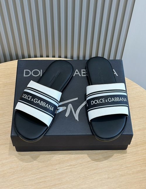 Dolce & Gabbana DG Logo Embossed Cowhide Slides