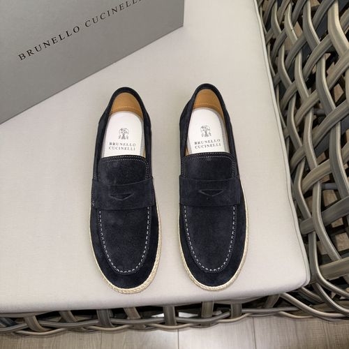 Brunello Cucinelli BC Suede Leather Casual Sports Shoes With Cotton Lace Design