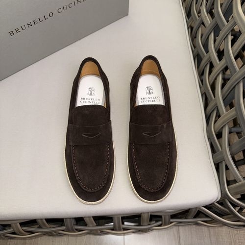 Brunello Cucinelli BC Suede Leather Casual Sports Shoes With Cotton Lace Design