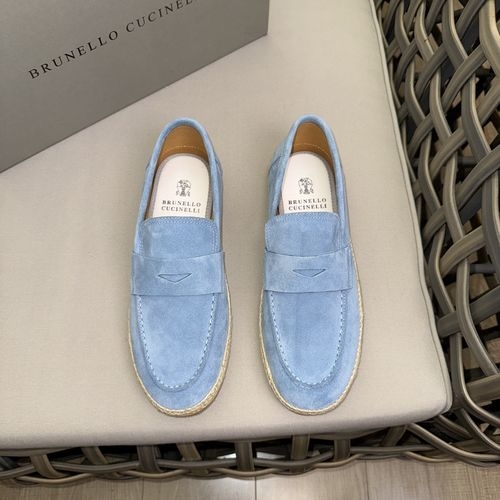Brunello Cucinelli BC Suede Leather Casual Sports Shoes With Cotton Lace Design