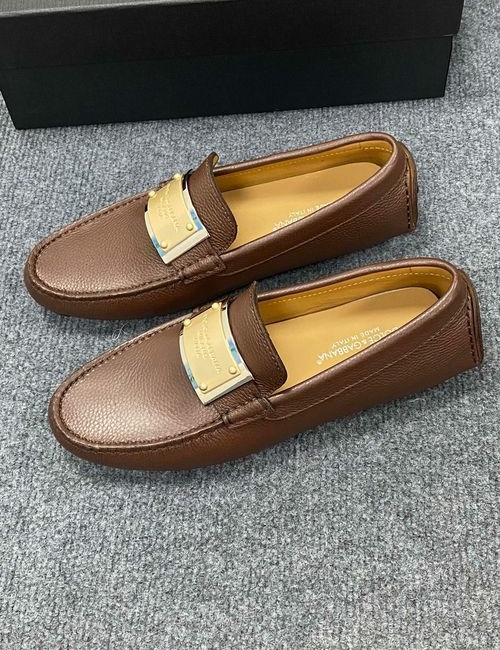 Dolce & Gabbana DG Leather Casual Loafers With Rubber Sole