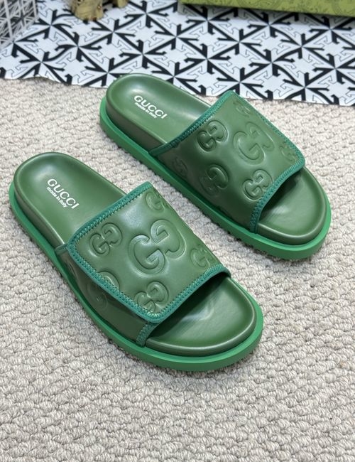 Louis Vuitton LV Embossed Cowhide Slides With Rubber Outsole