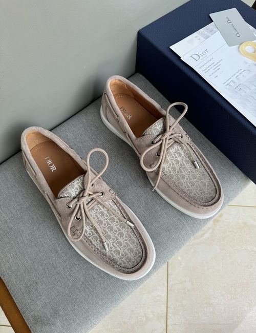Christian Dior CD Casual Leather Shoes Stitched Detail Rubber Outsole Cowhide Lining