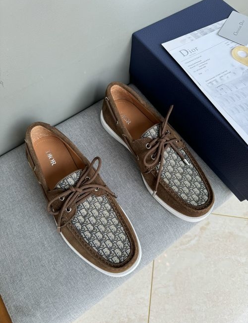 Christian Dior CD Casual Leather Shoes Stitched Detail Rubber Outsole Cowhide Lining