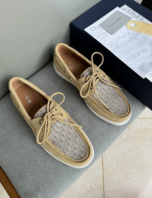 Christian Dior CD Casual Leather Shoes Stitched Detail Rubber Outsole Cowhide Lining