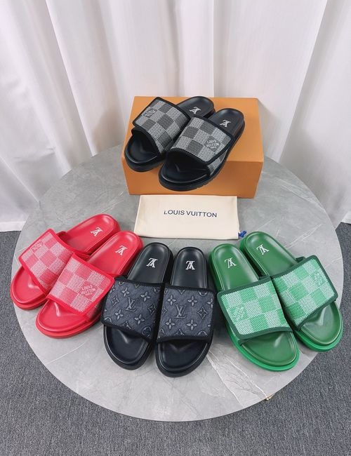 Louis Vuitton LV Cowhide Upper Straw Woven Slippers