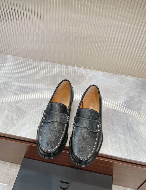 Christian Dior CD Granville Loafers Black Grained Leather