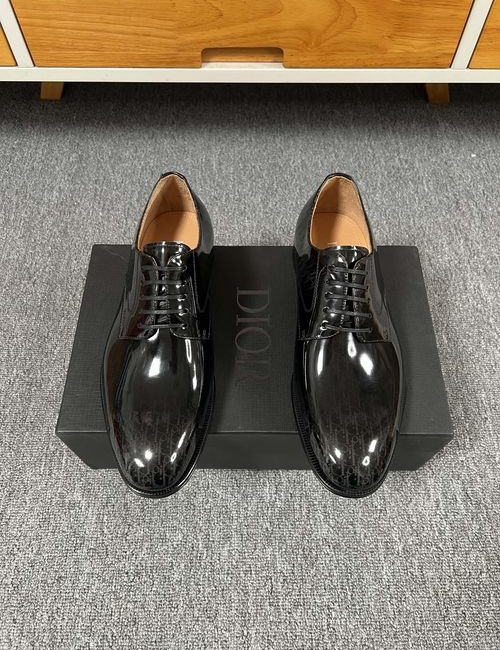 Christian Dior CD Premium Printed Leather Shoes With Leather Sole