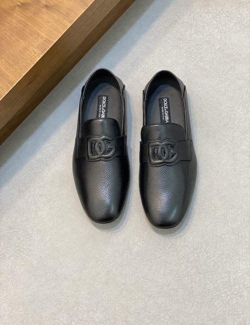 Dolce & Gabbana DG Litchi Grain Leather Loafers Hand Stitched