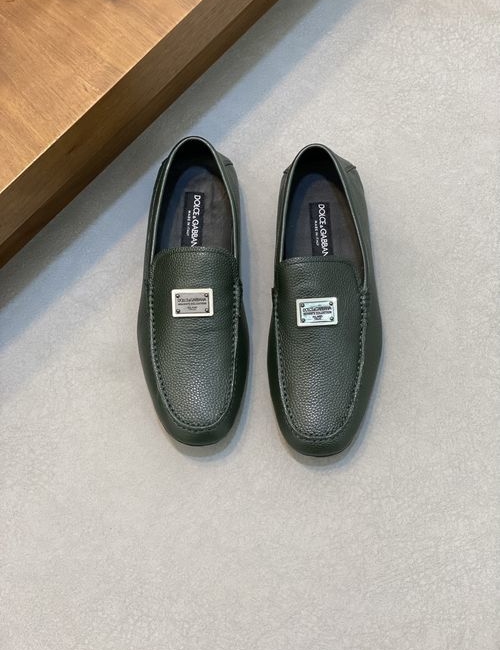 Dolce & Gabbana DG Litchi Grain Leather Loafers Hand Stitched