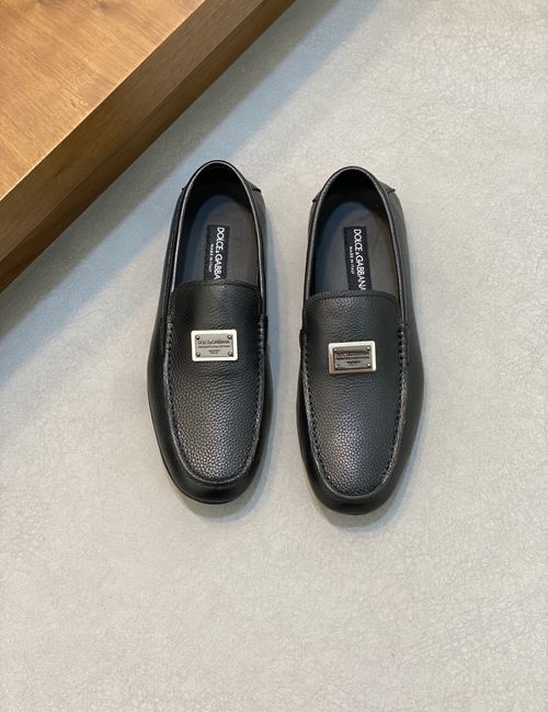 Dolce & Gabbana DG Litchi Grain Leather Loafers Hand Stitched