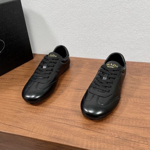 Prada Calfskin Leather Sneakers With Rubber Sole