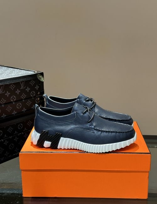 Hermes New Style Lace-Up Sneakers, Premium Leather, Comfortable