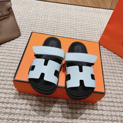 Hermes Genuine Leather Slip-on Slippers