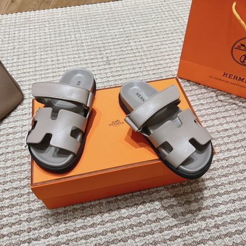 Hermes Genuine Leather Slip-on Slippers