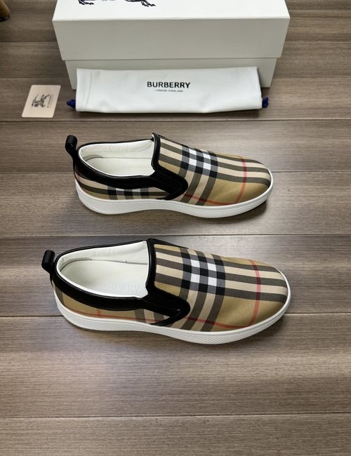 Burberry Patterned Fabric Leather Lined Casual Shoes
