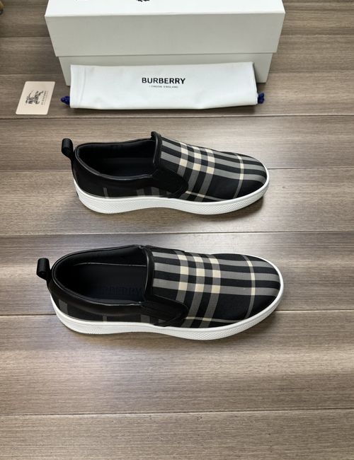Burberry Patterned Fabric Leather Lined Casual Shoes