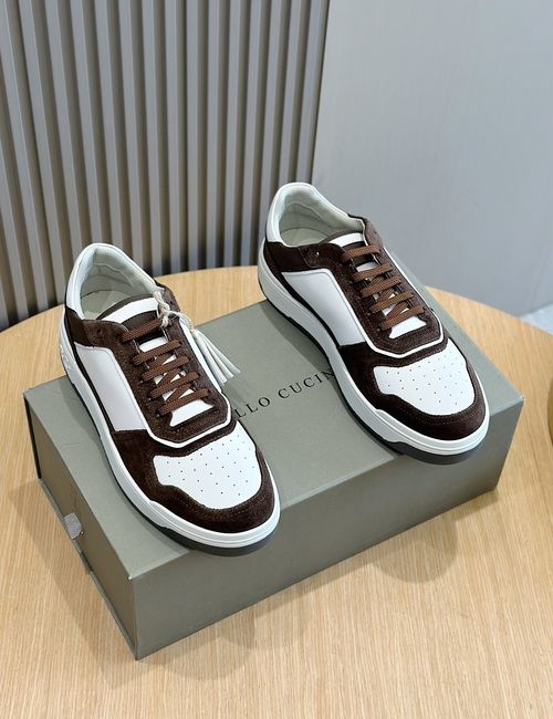 Brunello Cucinelli BC Suede Calfskin Sneakers With Fishbone Sole